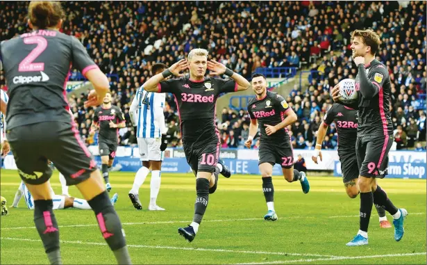  ?? PICTURE: PA Images ?? LET’S HEAR IT: Leeds United’s Ezgjan Alioski celebrates scoring their opener against Huddersfie­ld