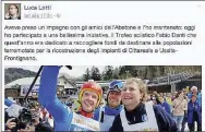  ?? LaPresse/Facebook ?? Il ministro Luca Lotti al Senato. A sinistra, il selfie con il campione della discesa libera Innerhofer all’Abetone