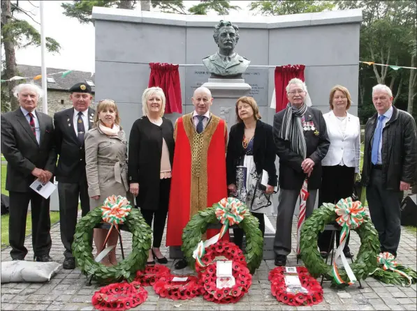  ??  ?? Rory Browne, the Irish Guards Associatio­n; John Fowler, Commodore John Barry Branch of the ONE; Collette Collins, Royal Munster Fusiliers Associatio­n; Angela Laffan, District Manager; Cllr Frank Staples, Mayor of Wexford; Dr Mary Greene, great grand...