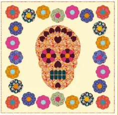  ??  ?? Dia De Muertos · Designed by Lynne Goldsworth­y Free Pattern · Final Size: 70” x 70” Download at pbsfabrics.com