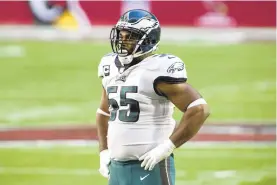  ?? JENNIFER STEWART/AP ?? Philadelph­ia Eagles defensive end Brandon Graham and the rest of the team held their first joint practice of the summer Monday, hosting the New England Patriots in preparatio­n for the teams’ Thursday night preseason game at Lincoln Financial Field.