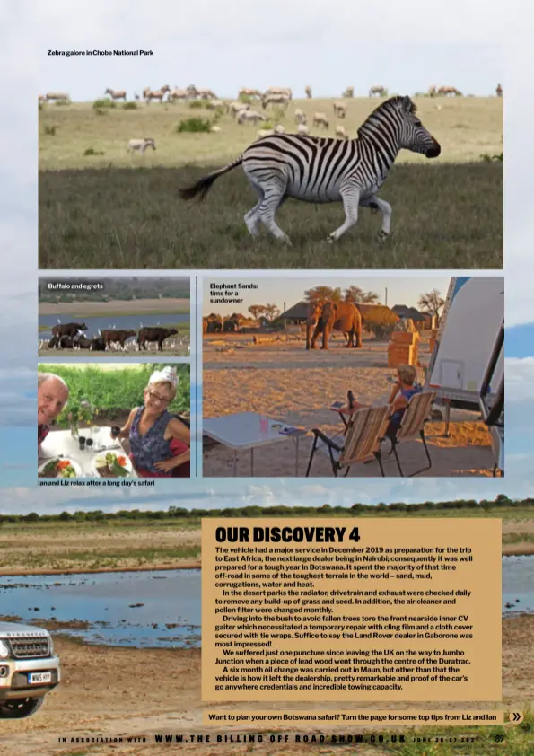  ??  ?? Want to plan your own Botswana safari? Turn the page for some top tips from Liz and Ian