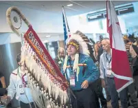  ?? DARRYL DYCK/THE CANADIAN PRESS ?? Perry Bellegarde won 328 of the 522 votes in a second ballot to be re-elected national chief of the Assembly of First Nations.