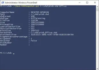  ??  ?? Met de PowerShell-scripts bij dit artikel wordt werken met VHD-snapshots overzichte­lijker. Ook voorkom je tikfouten.