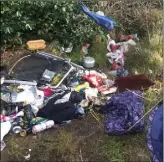  ??  ?? Used syringes and other rubbish discovered at Ferrybank during the Tidy Towns clean-up.