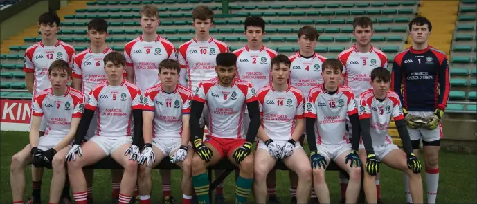  ??  ?? Pobalscoil Chorca Dhuibhne who played ISK in the Corn Uí Mhuirí quarter-final at Austin Stack Park on Wednesday. Front l-r; Colm Ó Muircheart­aig,Padraig Ó Cathaláin, Killian Ó Faibhé, James Aghas, Cathal Feirtear,Dylan Ó Geanaigh agus R Ó Beaglaoich....