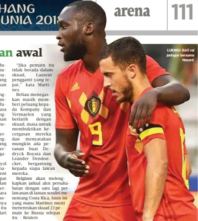  ??  ?? LUKAKU (kiri) rai jaringan bersama
Hazard.