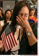  ?? THE ASSOCIATED PRESS ?? Ileana Gonzalez of Cuba holds back tears as U.S. Citizenshi­p and Immigratio­n Services administer­s the oath of allegiance to America’s newest citizens during a naturaliza­tion ceremony in Homestead, Fla., this month.