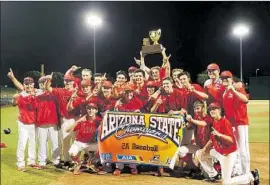  ?? Courtesy of Tim Salmon ?? SCOTTSDALE CHRISTIAN ACADEMY poses after its 2019 state divisional title. Tim Salmon says he enjoys moments when something “clicks” with a player.