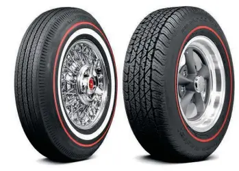  ??  ?? BF GOODRICH bias-ply 1-inch WW and 3/8-inch Redline BF GOODRICH REDLINE radial tyres are one of Coker Tire's most popular products