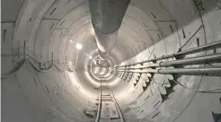  ??  ?? A city official says the tunnels drilled by The Boring Company are lined with interlocki­ng concrete pieces, as seen in this picture posted on the company’s website. It is currently working on a network of transit tunnels in the Los Angeles area.