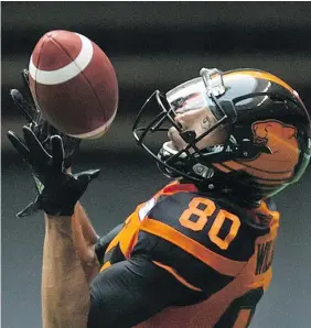  ?? — THE CANADIAN PRESS FILES ?? Chris Williams had 38 catches for 415 yards and one touchdown in his single season with the B.C. Lions.