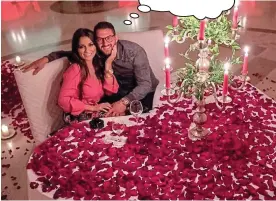  ??  ?? DUBLIN model Alessia Macari certainly didn’t have a low-key engagement! It was a lavish affair as she shared this snap of herself and her soccer star fiancé Oliver Kragl on Instagram to announce the big news. But what exactly was lucky Oliver thinking...