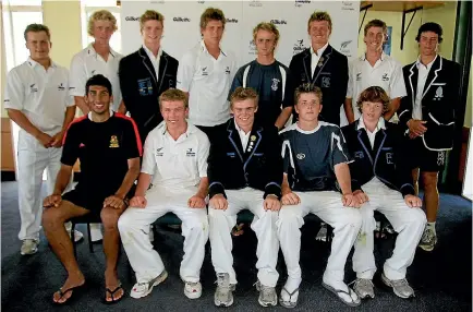  ?? DAVE LINTOTT/PHOTOSPORT ?? The 2007 national secondary schools elite cricket squad after the tournament in Palmerston North. Back row: Craig Cachopa, left, Harry Boam, Tyler Bleyendaal, George Worker, Kane Williamson, Corey Anderson, Alex MacDuff and Declan McKeefry. Front row:...