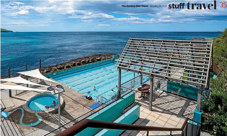  ?? BROOK SABIN/ STUFF ?? Dunedin’s St Clair Hot Salt Water Pools costs $7 an adult, or $15 for a family.