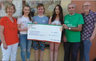  ??  ?? Teresa Gleeson, Alice Gleeson, Ciaran Gleeson, Tomina Shine (Cinema Staff), Christy Lehane (IMNDA) and Ed O’Connor (film-maker) presenting the cheque of €2,260 to the IMNDA charity last week.