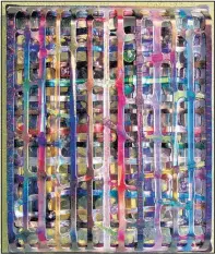  ??  ?? “Inside the Sight” by Lisa Chernoff is a grid-based compositio­n in glass that explores the nature of vision.