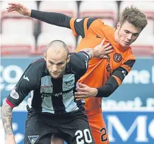  ??  ?? Dundee United’s Jamie Robson — pictured in action against Dunfermlin­e — has been “outstandin­g”.