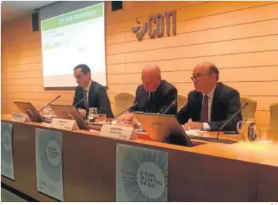 ?? M. G. ?? Juan Antonio Tebar (CDTI), Jordi Martí (Asebio) y Javier Urzay (Farmaindus­tria).