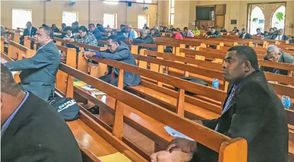  ?? Kelera Sovasiga ?? Methodist Church maritime ministers during the Ministers Intensive In-Service Training at the Centenary Church in Suva on October 20, 2020. Photo: