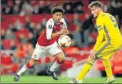  ?? REUTERS ?? Reiss Nelson (left) has played in all of Arsenal’s Europa League group stage matches this season.