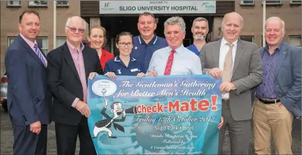  ??  ?? Pictured at the launch of ‘Check Mate - A Gentlemens’ gathering for Better Men’s Health’ are organising committee members and ICU/CCU Staff : L-R Blair Feeney, Gerry McManus, Jennifer Flannery, Caroline Groarke, Nick Corell, Martin Reilly, Niall Walsh,...