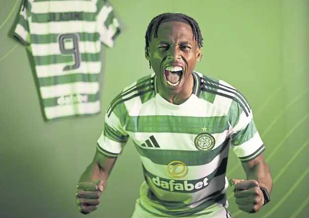  ?? ?? Junior Adamu settles in at Lennoxtown after completing his loan move to Celtic