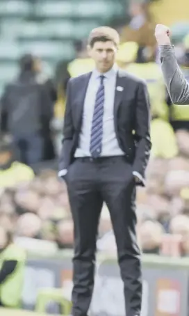  ??  ?? Neil Lennon cuts an animated figure on the touchline during the 2-1 win over Rangers at Celtic Park.