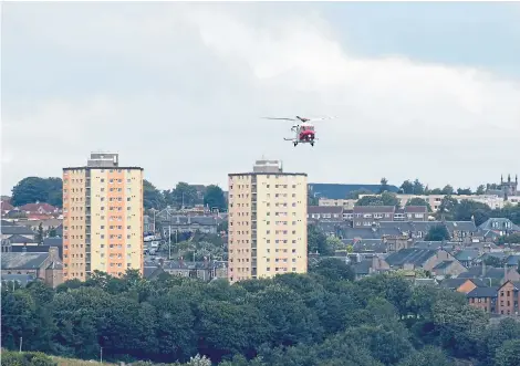  ?? Pictures: George McLuskie. ?? A rescue helicopter joined the search for Nicola O’Hara, who was last seen on Tuesday.