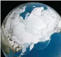  ??  ?? This image provided by NASA shows Arctic sea ice at its maximum, the lowest on record. The winter maximum level of Arctic sea ice shrank to the smallest on record, thanks to extraordin­arily warm temperatur­es, federal scientists said. The National Snow...