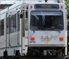  ?? Lake Fong/Post-Gazette ?? Pittsburgh Port Authority's "T" light rail. A study by Moovit says Pittsburgh has the shortest public transit commute times of 10 major metro areas in the U.S.