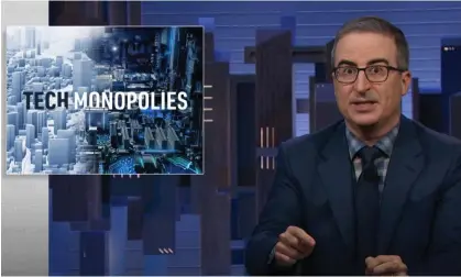  ?? Photograph: YouTube ?? John Oliver: ‘The problem with letting a few companies control whole sectors of the economy is that it limits what is possible for startups.’