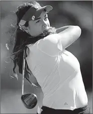  ?? NWA Democrat-Gazette/ANDY SHUPE ?? watches her tee shot on the sixth hole on Friday. The Hoosiers are 21st in the team standings.