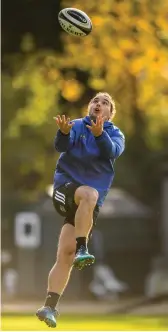  ??  ?? Heading to training with Tom Daly at UCD this week, and getting some practice in under the high ball Eyes on the prize: RAMSEY CARDY/SPORTSFILE