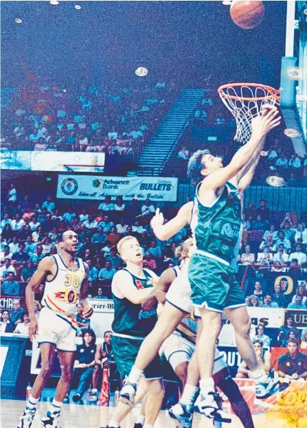  ?? Picture: SUPPLIED ?? Brendan Le Gassick in NBL action for Gold Coast Rollers in 1993.