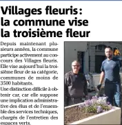  ?? (Photo Gil) ?? Pascal Fournier et le jeune Jonathan Rastello s’activent pour fleurir le village.