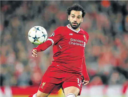  ?? Picture: JAY BARRATT - AMA/GETTY IMAGES ?? SUPERSTAR STYLE: Mohamed Salah of Liverpool during their Uefa Champions League semifinal first leg match against AS Roma at Anfield