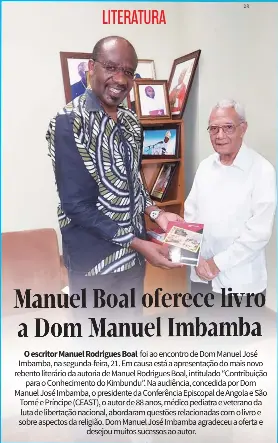 Manuel Boal oferece livro a Dom Manuel Imbamba - PressReader