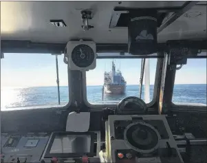  ?? CP PHOTO ?? This is a view of the Martha L. Black, a Canadian Coast Guard ship on the Gulf of St. Lawrence, taken from the Leeway Odyssey.