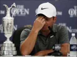  ?? AP PHOTO/JON SUPER ?? Francesco Molinari of Italy pauses during a press conference after winning the British Open Golf Championsh­ip in Carnoustie, Scotland, Sunday July 22, 2018.