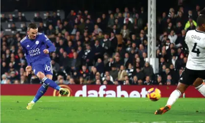  ??  ?? James Maddison keeps his composure to guide home Leicester’s equalser and leave Claudio Ranieri’s Fulham rooted to the bottom of the Premier League. Photograph: Clive Rose/Getty Images