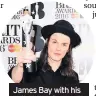  ??  ?? James Bay with his Brit Award for Best British Male in 2016