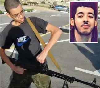  ??  ?? Funding: Hashem Abedi poses with a gun on Facebook. Inset: Killer Salman
