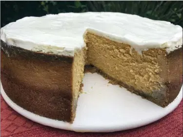  ?? ELIZABETH KARMEL — ASSOCIATED PRESS ?? A pumpkin cheesecake with crystalize­d ginger crust.