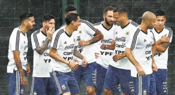  ?? AP ?? Messi’s last chance: Argentina players during a team training session. The Messiled team came close but fell at the final hurdle in 2014.