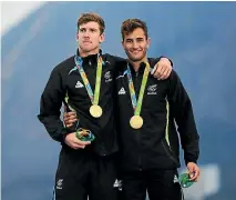  ?? GETTY IMAGES ?? Peter Burling and Blair Tuke celebrate after winning the gold medal in the Men’s 49er class in Rio.