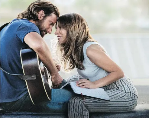  ?? — WARNER BROS. ?? Bradley Cooper, left, and Lady Gaga star in best-picture nominee A Star is Born. Both actors also received acting nomination­s but Cooper was not nominated for directing.