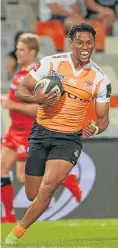  ??  ?? Cheetahs wing player Craig Barry scored a sparkling try that saw the Bloemfonte­in team beat Pro14 champs Scarlets 28-21.