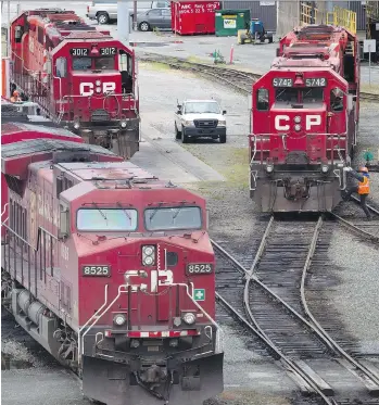  ?? DARRYL DYCK/ THE CANADIAN PRESS/ FILES ?? The U.S. Justice Department said Friday in a statement that Canadian Pacific Railway Ltd.’s voting trust proposal for Norfolk Southern Corp. in advance of its proposed takeover would fail to keep the railways separate during the review and would risk...