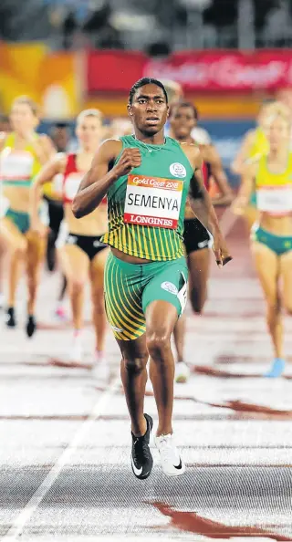  ?? Picture: ROGER SEDRES/GALLO IMAGES ?? SPEED MACHINE: Caster Semenya wins the women’s 1 500m final during the evening session of athletics on day 6 of the Gold Coast 2018 Commonweal­th Games at the Carrara Stadium yesterday